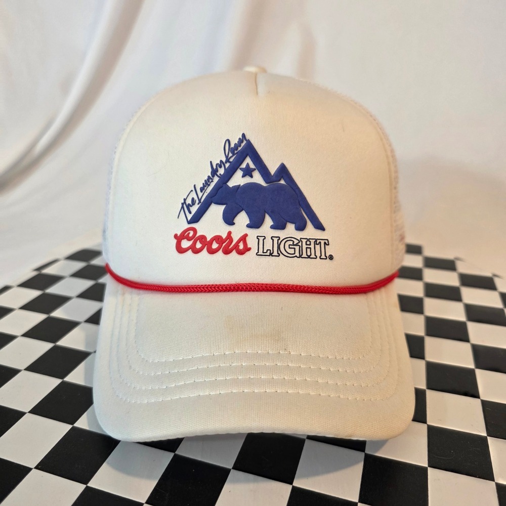 The Laundry Room Coors Light Trucker Hat White Mesh Snapback Bear Mountain Logo